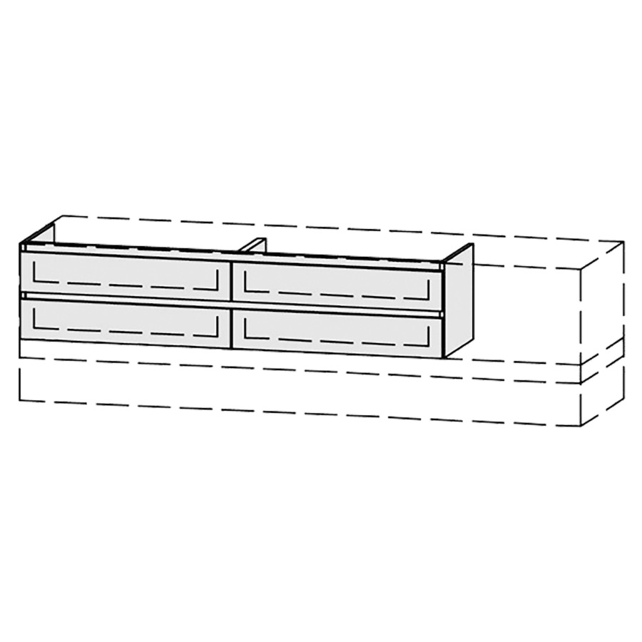 Élément inférieur  Vanity Bocco Style
151-200 x 45-55 x 40-55 cm
2&nbsp;éléments de tiroir, 2&nbsp;tiroirs chacune
avec Blumotion
sans cache-siphon
