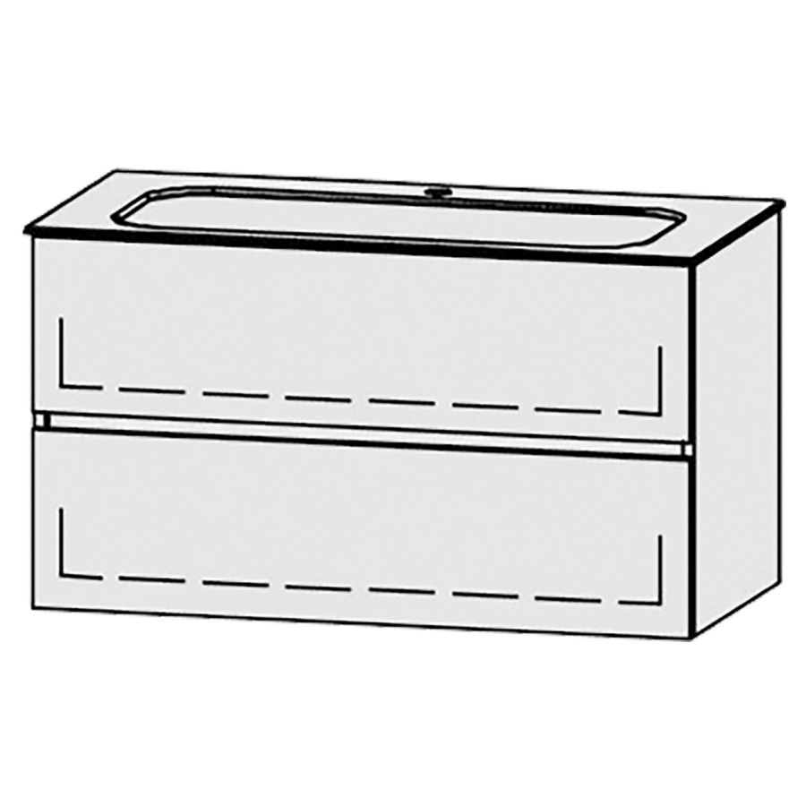 Élément inférieur  Vanity Finion Line
99 x 55 x 49.5 cm
élément de tiroir, 2&nbsp;tiroirs
avec Blumotion
1 cache-siphon
pour lavabo