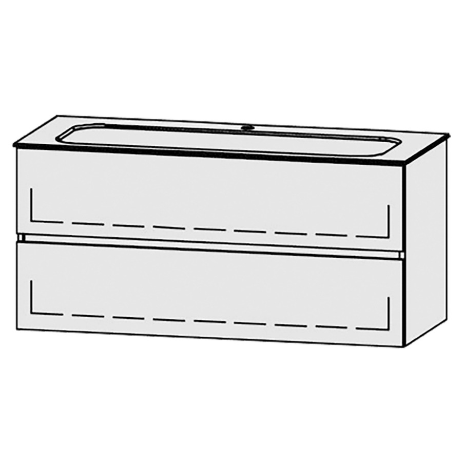 Élément inférieur  Vanity Finion Line
119 x 55 x 49.5 cm
élément de tiroir, 2&nbsp;tiroirs
avec Blumotion
1 cache-siphon
pour lavabo