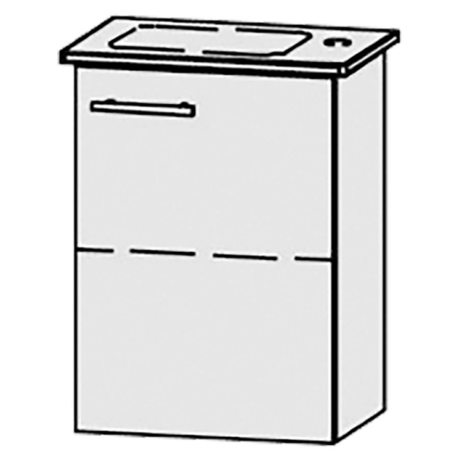 Élément inférieur  Vanity Me by Starck
41 x 55 x 28.5 cm
armoire de tablette, 1&nbsp;porte
charnière à droite, 1&nbsp;tablette
avec Blumotion