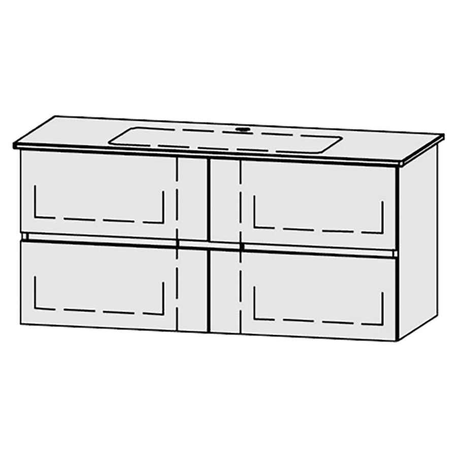 Élément inférieur  Vanity Me by Starck Line
121 x 58 x 47.8 cm
2&nbsp;éléments de tiroir, 2&nbsp;tiroirs chacune
avec Blumotion
pour 1&nbsp;lavabo
niche pour le siphon
