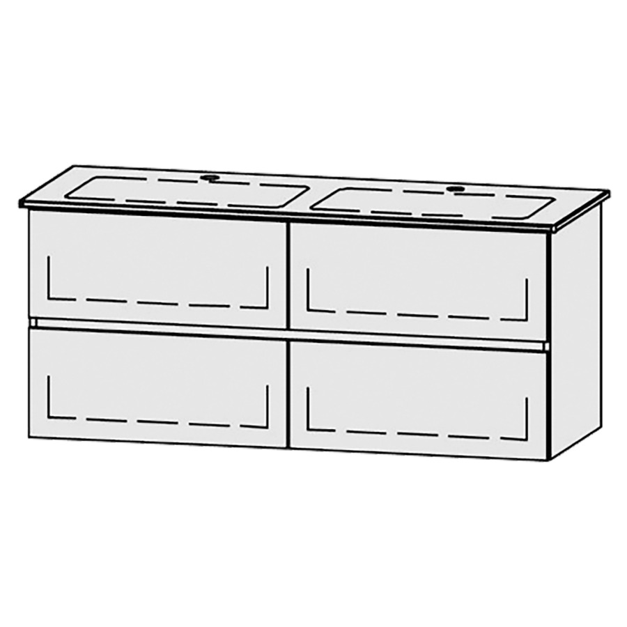 Élément inférieur  Vanity Me by Starck Line
128 x 58 x 47.8 cm
2&nbsp;éléments de tiroir, 2&nbsp;tiroirs chacune
avec Blumotion
pour 2&nbsp;lavabos
2 caches-siphon
