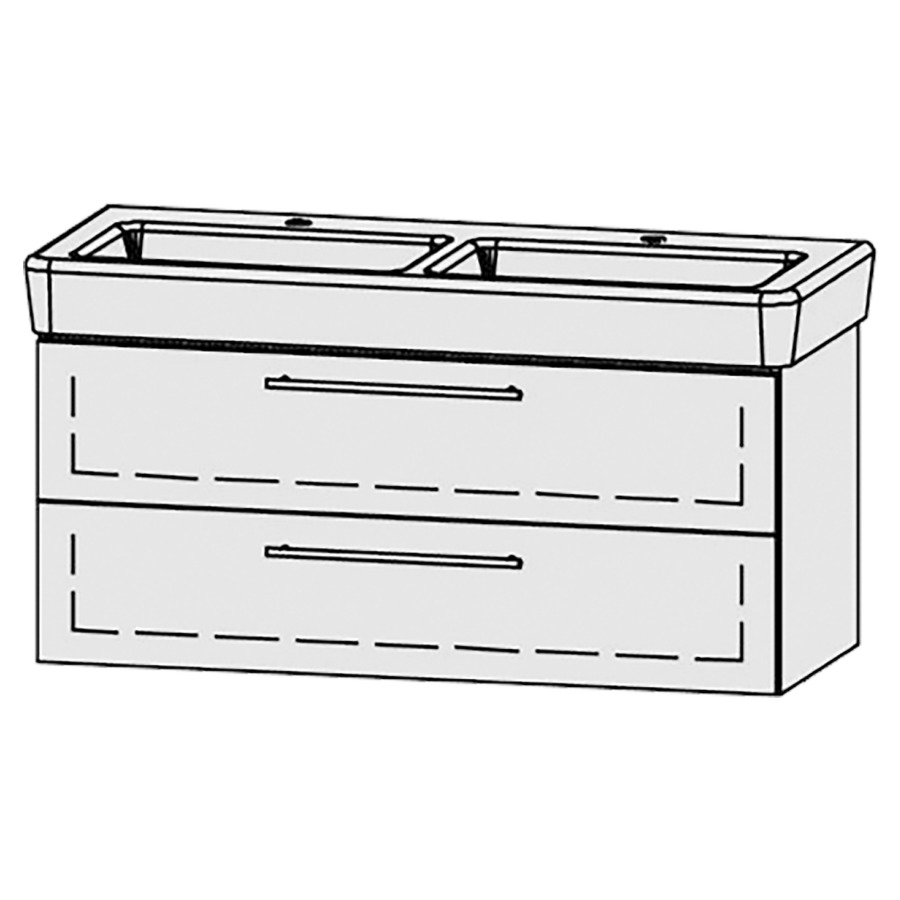 Élément inférieur
Vanity-Pro S 120-2
115,5 x 50 x 44,7 cm
élément avec 2 tiroirs
extrait complet avec Blumotion
2 caches-siphon
