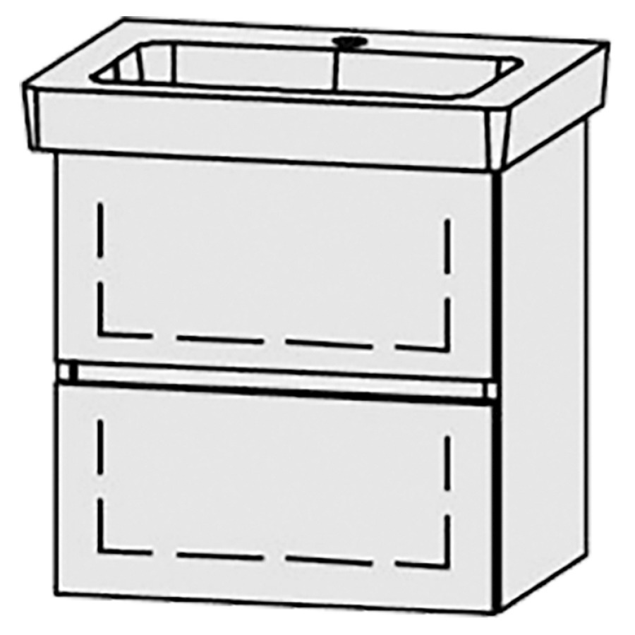 Élément inférieur  Vanity Subway 2.0 Line
50 x 50 x 42.5 cm
élément de tiroir, 2&nbsp;tiroirs
avec Blumotion
1 cache-siphon
pour lavabo