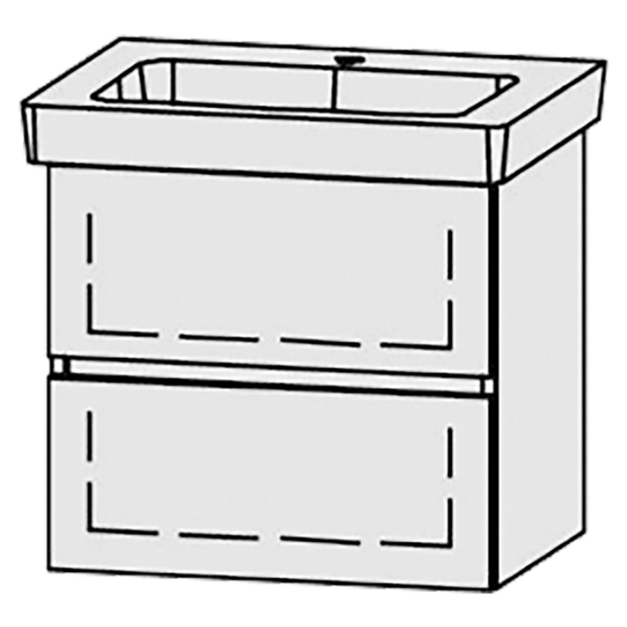 Élément inférieur  Vanity Subway 2.0 Line
55 x 50 x 45.5 cm
élément de tiroir, 2&nbsp;tiroirs
avec Blumotion
1 cache-siphon
pour lavabo