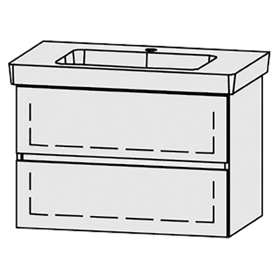 Élément inférieur  Vanity Subway 2.0 Line
75 x 50 x 45.5 cm
élément de tiroir, 2&nbsp;tiroirs
avec Blumotion
1 cache-siphon
pour lavabo