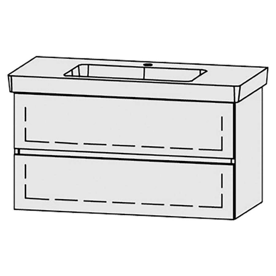 Élément inférieur  Vanity Subway 2.0 Line
95 x 50 x 45.5 cm
élément de tiroir, 2&nbsp;tiroirs
avec Blumotion
1 cache-siphon
pour lavabo