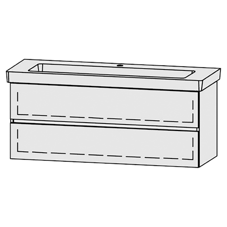 Élément inférieur  Vanity Subway 2.0 Line
125 x 50 x 45.5 cm
élément de tiroir, 2&nbsp;tiroirs
avec Blumotion
1 cache-siphon
pour lavabo