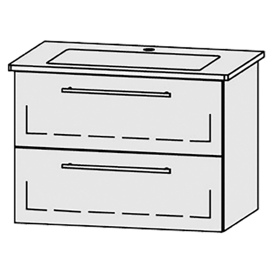 Élément inférieur
Vanity-Venticello 80
76 x 55 x 48,8 cm
élément avec 2 tiroirs
extrait complet avec Blumotion
1 cache-siphon