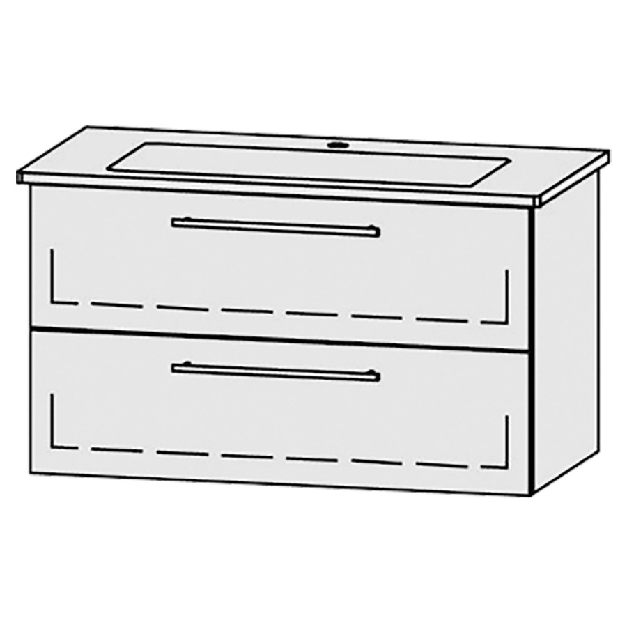 Élément inférieur
Vanity-Venticello 100-1
96 x 55 x 48,8 cm
élément avec 2 tiroirs
extrait complet avec Blumotion
1 cache-siphon