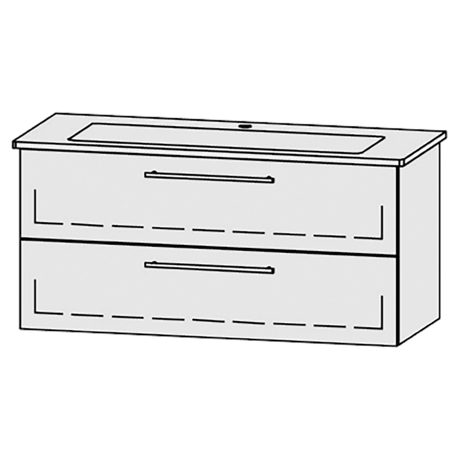 Élément inférieur
Vanity-Venticello 120-1
116 x 55 x 48,8 cm
élément avec 2 tiroirs
extrait complet avec Blumotion
1 cache-siphon
