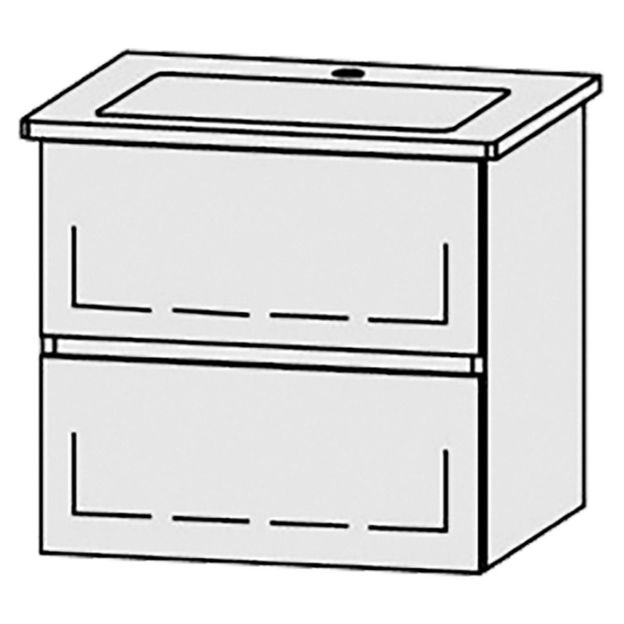 Élément inférieur  Vanity Venticello Line
56 x 52 x 48.8 cm
élément de tiroir, 2&nbsp;tiroirs
avec Blumotion
1 cache-siphon
pour lavabo