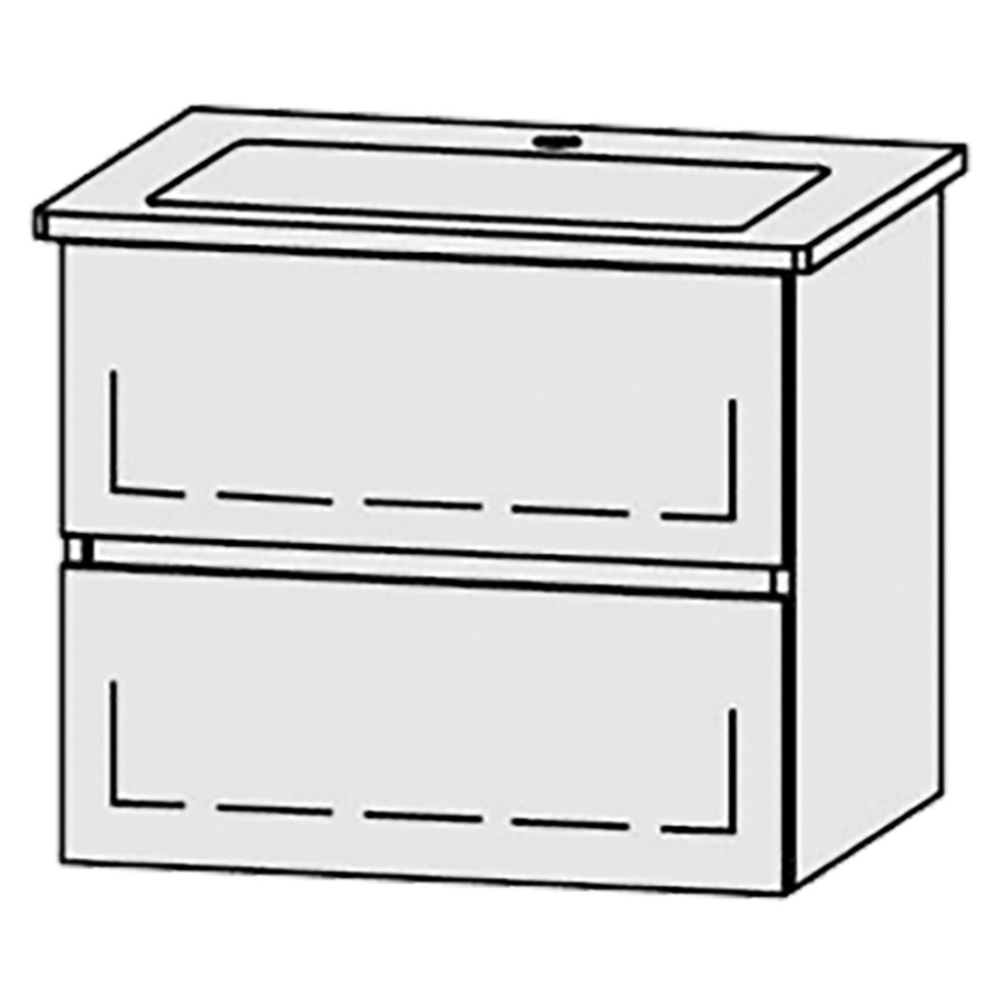 Élément inférieur  Vanity Venticello Line
61 x 52 x 48.8 cm
élément de tiroir, 2&nbsp;tiroirs
avec Blumotion
1 cache-siphon
pour lavabo