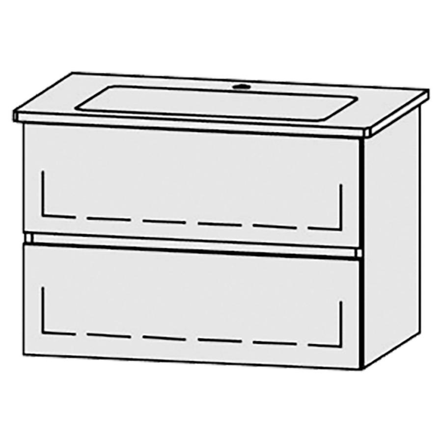 Élément inférieur  Vanity Venticello Line
76 x 52 x 48.8 cm
élément de tiroir, 2&nbsp;tiroirs
avec Blumotion
1 cache-siphon
pour lavabo