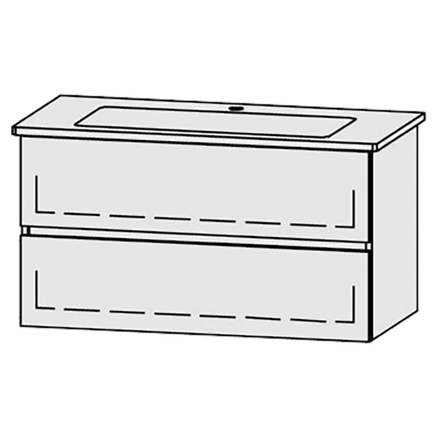 Élément inférieur  Vanity Venticello Line
96 x 52 x 48.8 cm
élément de tiroir, 2&nbsp;tiroirs
avec Blumotion
1 cache-siphon
pour lavabo