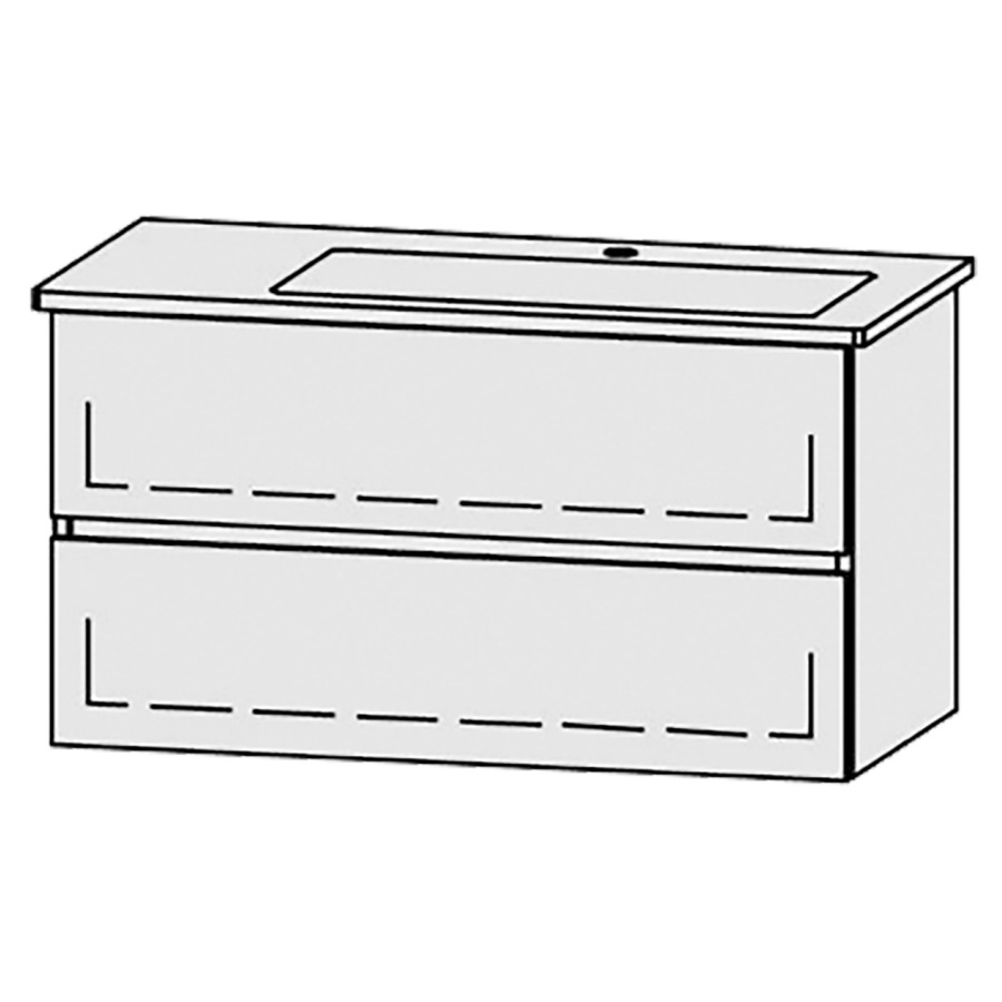 Élément inférieur  Vanity Venticello Line
96 x 52 x 48.8 cm
élément de tiroir, 2&nbsp;tiroirs
avec Blumotion
1 cache-siphon
pour lavabo à droite