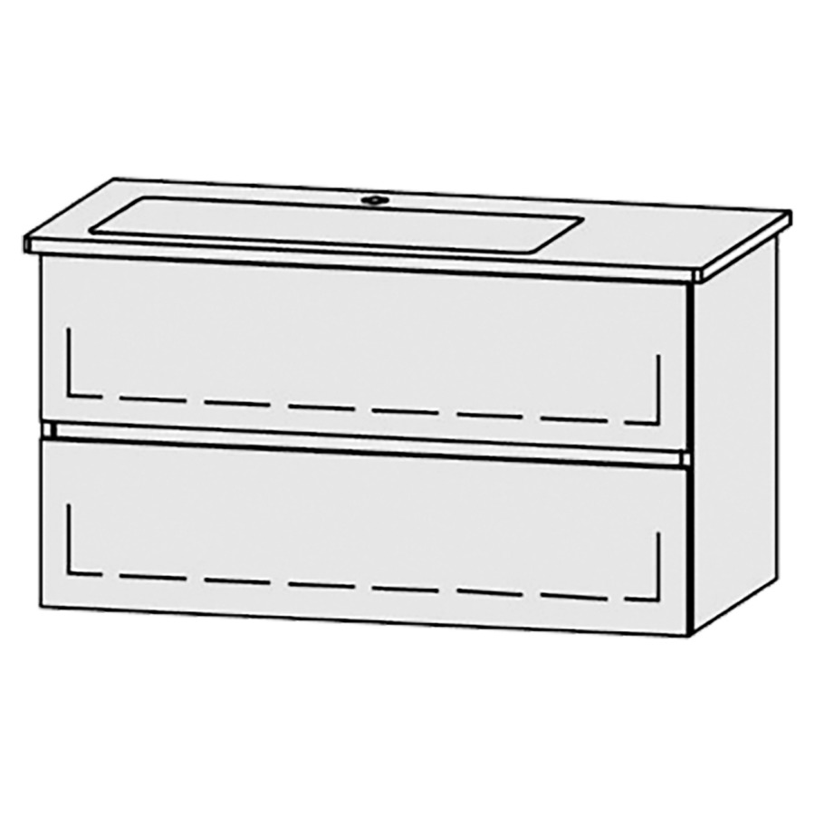 Élément inférieur  Vanity Venticello Line
96 x 52 x 48.8 cm
élément de tiroir, 2&nbsp;tiroirs
avec Blumotion
1 cache-siphon
pour lavabo à gauche