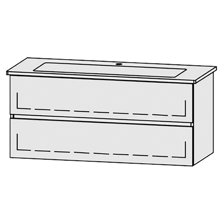 Élément inférieur  Vanity Venticello Line
116 x 52 x 48.8 cm
élément de tiroir, 2&nbsp;tiroirs
avec Blumotion
1 cache-siphon
pour lavabo