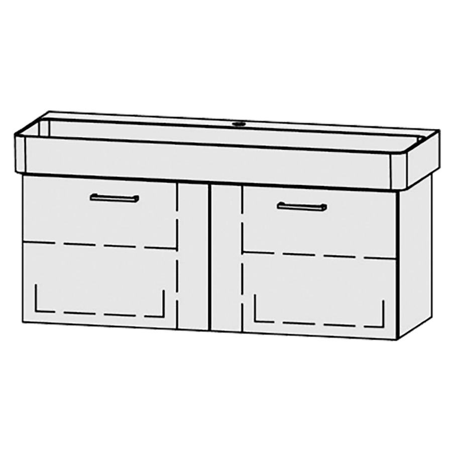 Élément inférieur  Vanity Val Easy
115 x 45 x 39.8 cm
2&nbsp;éléments de tiroir, 1&nbsp;tiroir chacune
1&nbsp;tablette chacune
avec Blumotion
niche pour le siphon
pour lavabo
1 trou pour robinetterie