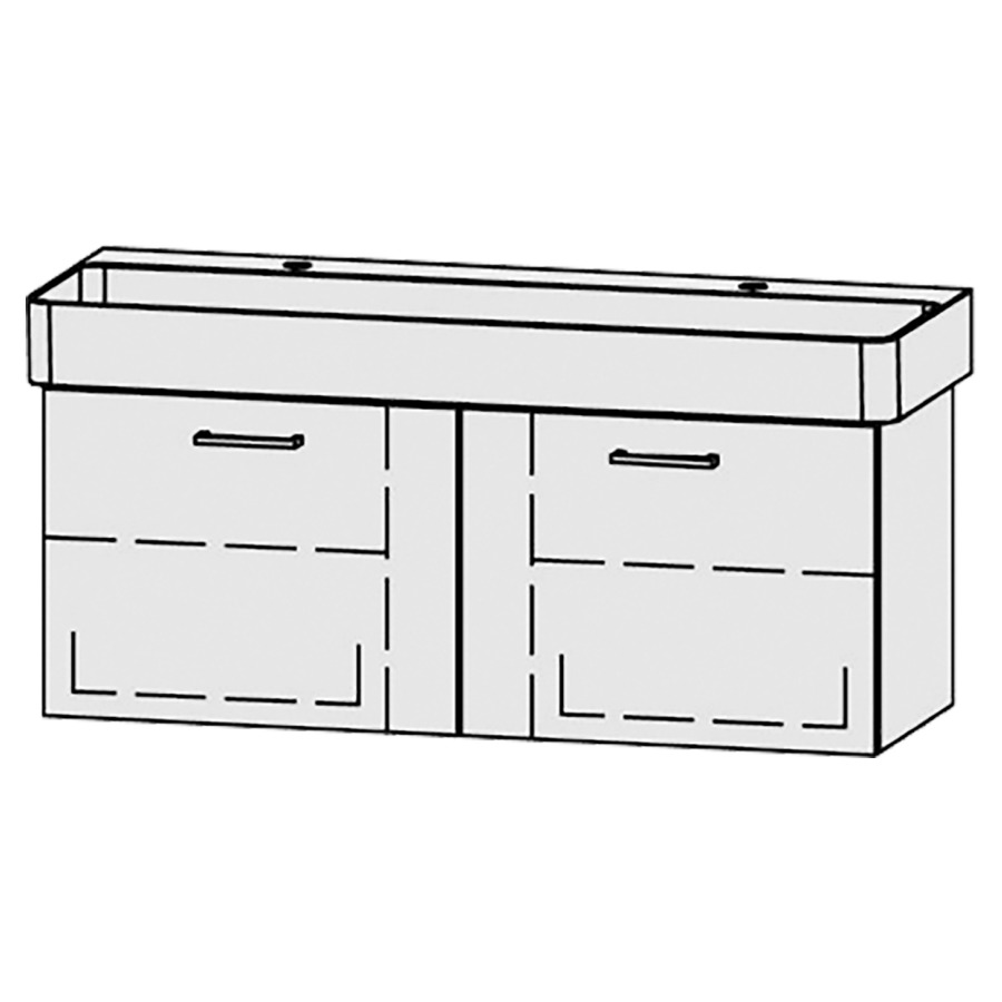 Élément inférieur  Vanity Val Easy
115 x 45 x 39.8 cm
2&nbsp;éléments de tiroir, 1&nbsp;tiroir chacune
1&nbsp;tablette chacune
avec Blumotion
niche pour le siphon
pour lavabo
2 trous pour robinetterie