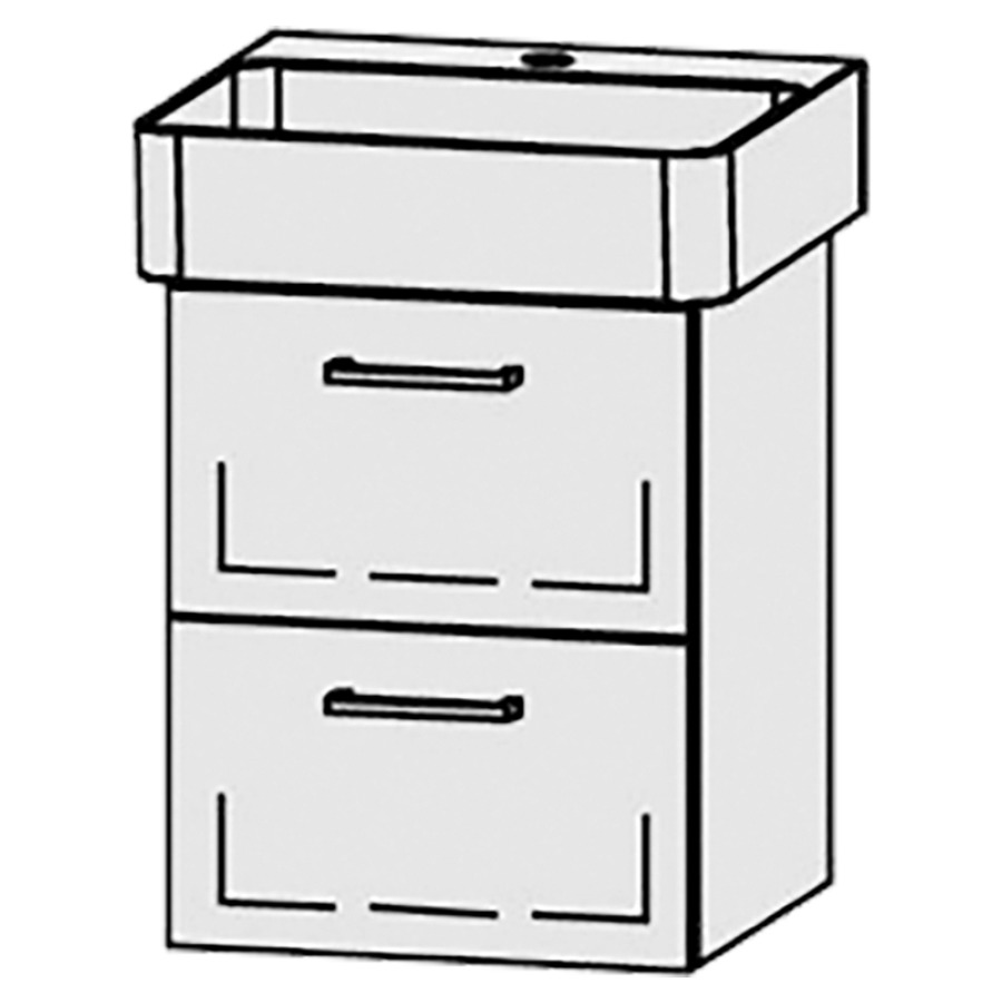 Élément inférieur  Vanity Val
40 x 50 x 39.8 cm
élément de tiroir, 2&nbsp;tiroirs
avec Blumotion
sans cache-siphon
pour lavabo