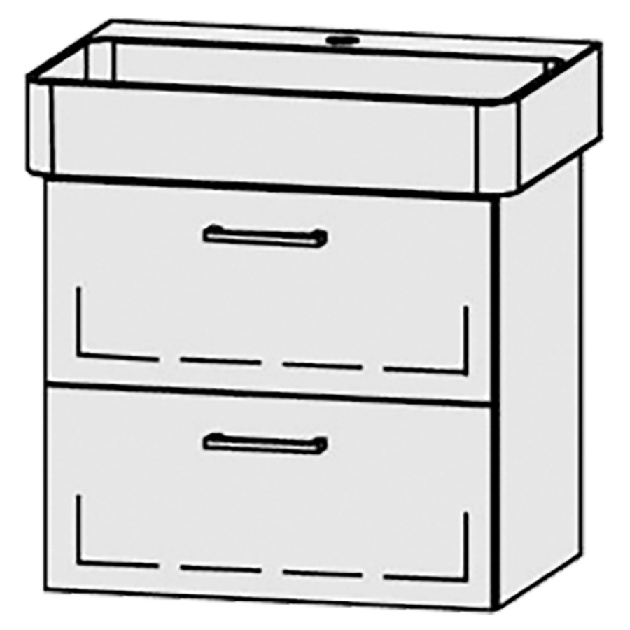 Élément inférieur  Vanity Val
55 x 50 x 39.8 cm
élément de tiroir, 2&nbsp;tiroirs
avec Blumotion
sans cache-siphon
pour lavabo