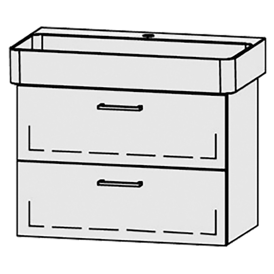 Élément inférieur  Vanity Val
70 x 50 x 39.8 cm
élément de tiroir, 2&nbsp;tiroirs
avec Blumotion
sans cache-siphon
pour lavabo