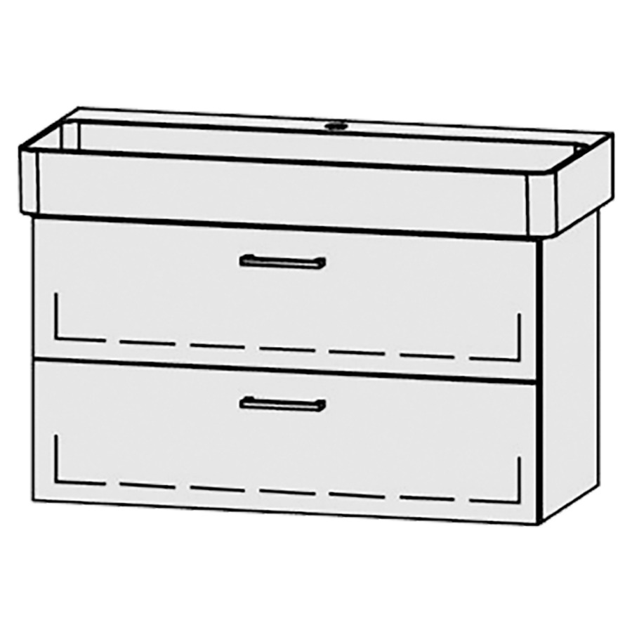 Élément inférieur  Vanity Val
90 x 50 x 39.8 cm
élément de tiroir, 2&nbsp;tiroirs
avec Blumotion
sans cache-siphon
pour lavabo