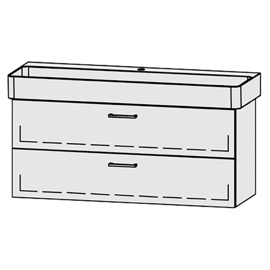 Élément inférieur  Vanity Val
115 x 50 x 39.8 cm
élément de tiroir, 2&nbsp;tiroirs
avec Blumotion
sans cache-siphon
pour lavabo