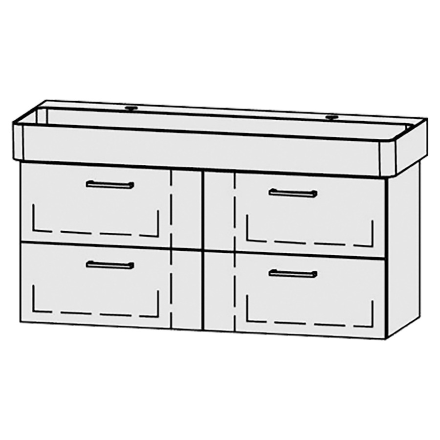 Élément inférieur  Vanity Val
115 x 50 x 39.8 cm
2&nbsp;éléments de tiroir, 2&nbsp;tiroirs chacune
avec Blumotion
niche pour le siphon
pour lavabo
2 trous pour robinetterie