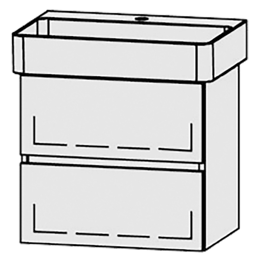 Élément inférieur  Vanity Val Line
55 x 50 x 39.8 cm
élément de tiroir, 2&nbsp;tiroirs
avec Blumotion
1 cache-siphon
pour lavabo