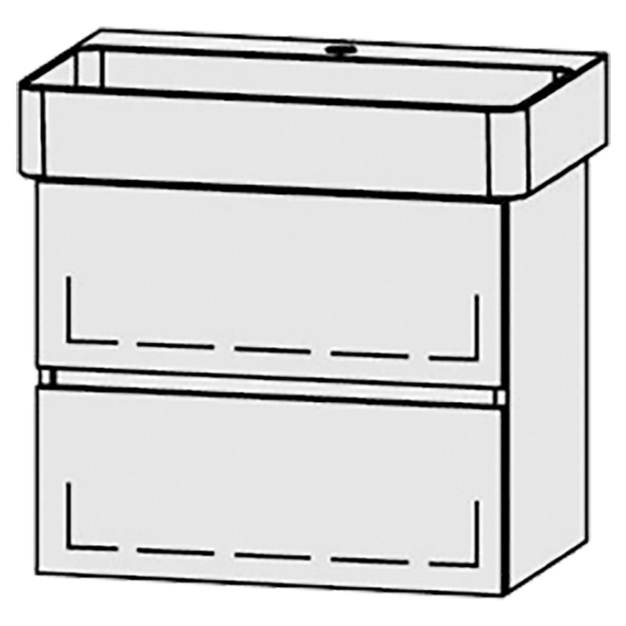 Élément inférieur  Vanity Val Line
60 x 50 x 39.8 cm
élément de tiroir, 2&nbsp;tiroirs
avec Blumotion
1 cache-siphon
pour lavabo