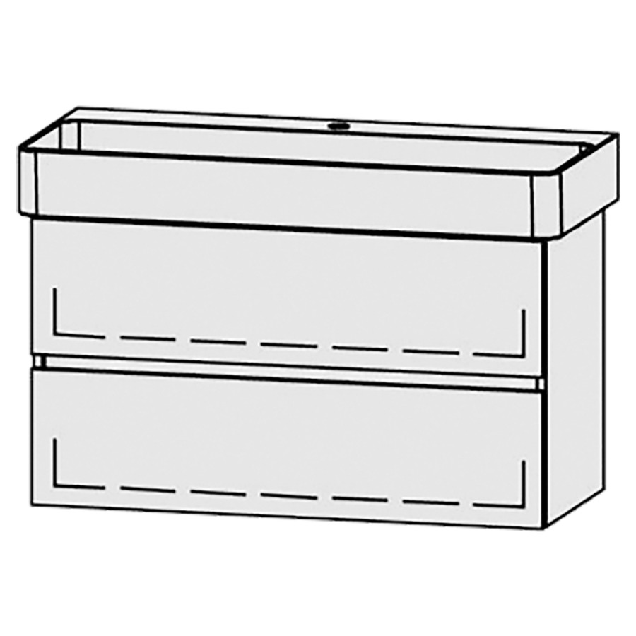 Élément inférieur  Vanity Val Line
90 x 50 x 39.8 cm
élément de tiroir, 2&nbsp;tiroirs
avec Blumotion
1 cache-siphon
pour lavabo