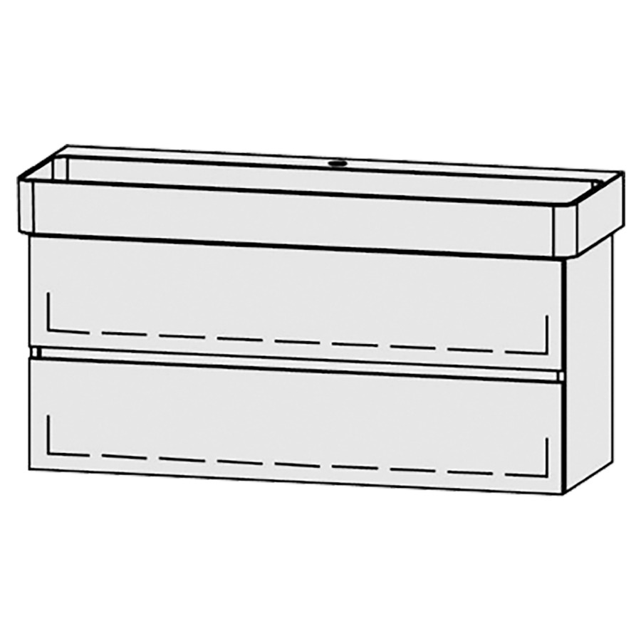Élément inférieur  Vanity Val Line
115 x 50 x 39.8 cm
élément de tiroir, 2&nbsp;tiroirs
avec Blumotion
1 cache-siphon
pour lavabo