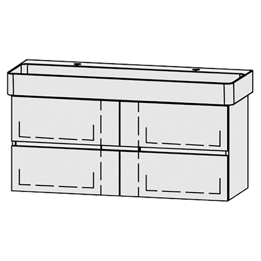 Élément inférieur  Vanity Val Line
115 x 50 x 39.8 cm
2&nbsp;éléments de tiroir, 2&nbsp;tiroirs chacune
avec Blumotion
niche pour le siphon
pour lavabo
2 trous pour robinetterie