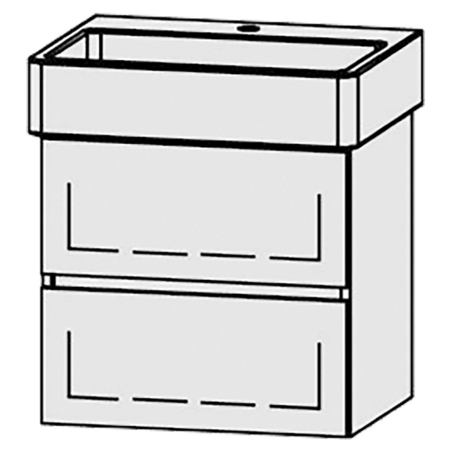 Élément inférieur  Vanity Vero/Vero Air Line
56 x 52 x 45 cm
élément de tiroir, 2&nbsp;tiroirs
avec Blumotion
sans cache-siphon
pour lavabo