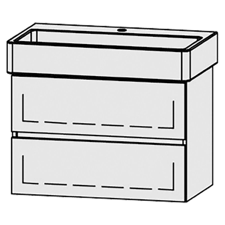 Élément inférieur  Vanity Vero/Vero Air Line
76 x 52 x 45 cm
élément de tiroir, 2&nbsp;tiroirs
avec Blumotion
sans cache-siphon
pour lavabo