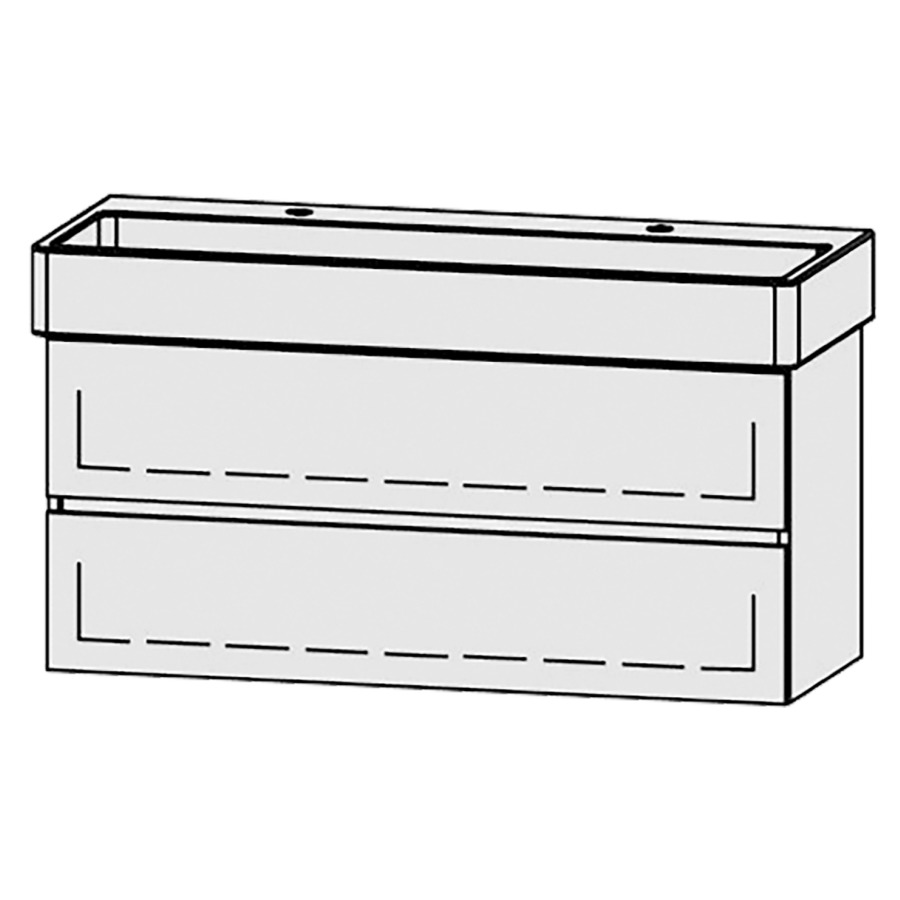 Élément inférieur  Vanity Vero/Vero Air Line
115 x 52 x 45 cm
élément de tiroir, 2&nbsp;tiroirs
avec Blumotion
sans cache-siphon
pour lavabo