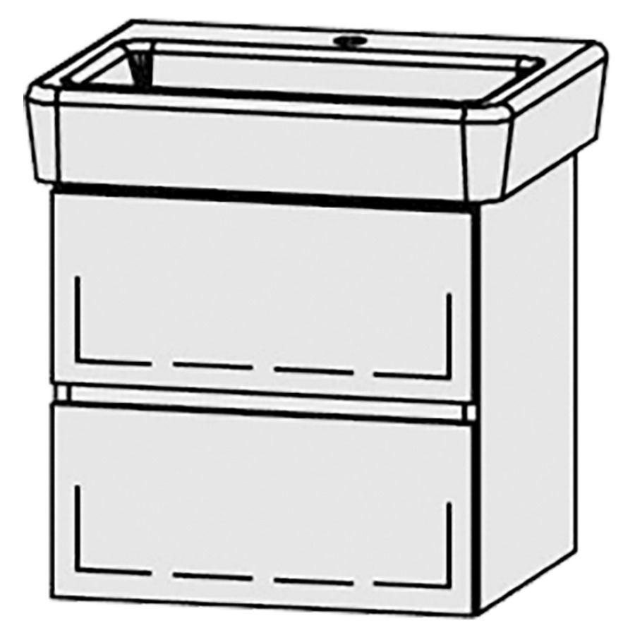 Unterbau Vanity Pro S Line Compact
55 x 50 x 36.3 cm
Schubladenelement, 2 Schubladen
mit Blumotion
für Waschtisch
1 Sifonverkleidung