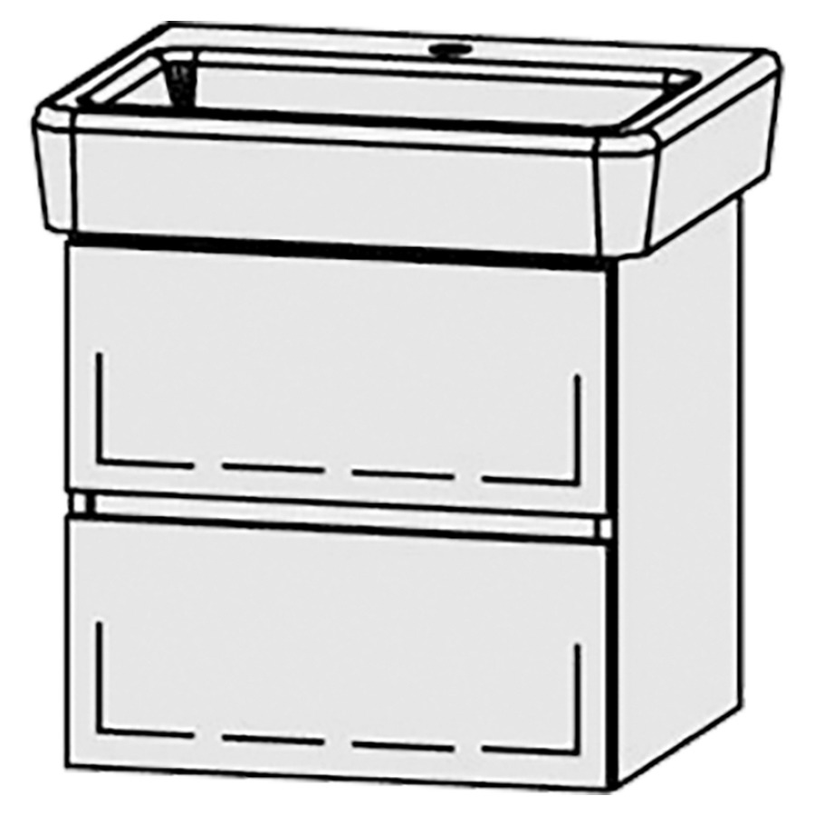 Élément inférieur  Vanity Pro S Line
55 x 50 x 45 cm
élément de tiroir, 2&nbsp;tiroirs
avec Blumotion
pour 1&nbsp;lavabo
1 cache-siphon