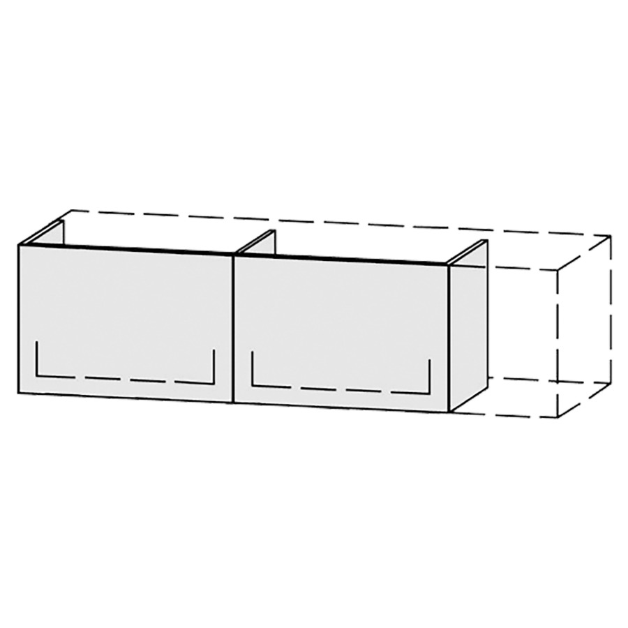 Élément inférieur  Vanity Bocco Pasofino
120-150 x 40 x 40-55 cm
2&nbsp;éléments de tiroir, 1&nbsp;tiroir chacune
avec Blumotion, Legrabox noir
sans cache-siphon