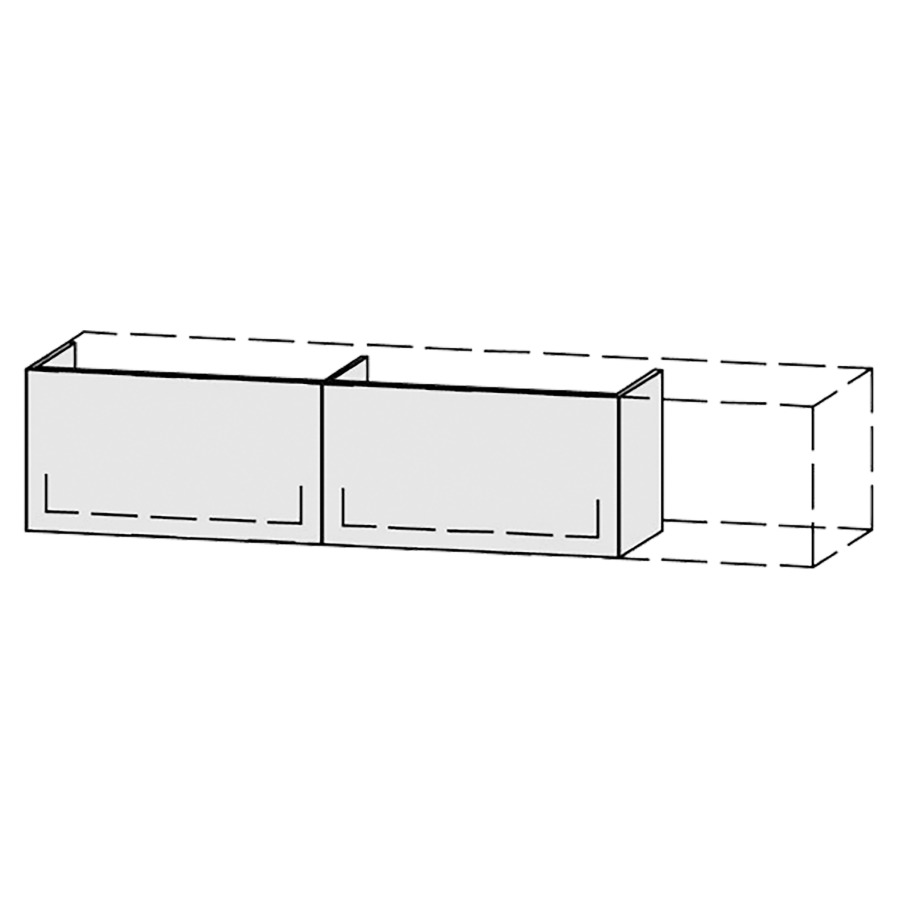 Élément inférieur  Vanity Bocco Pasofino
151-200 x 40 x 40-55 cm
2&nbsp;éléments de tiroir, 1&nbsp;tiroir chacune
avec Blumotion, Legrabox noir
sans cache-siphon