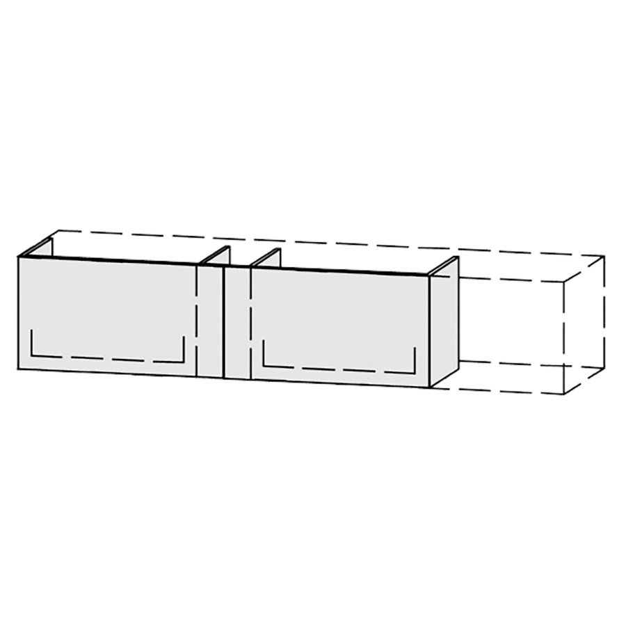 Élément inférieur  Vanity Bocco Pasofino
151-200 x 40 x 40-55 cm
2&nbsp;éléments de tiroir, 1&nbsp;tiroir chacune
avec Blumotion, Legrabox noir
niche pour le siphon