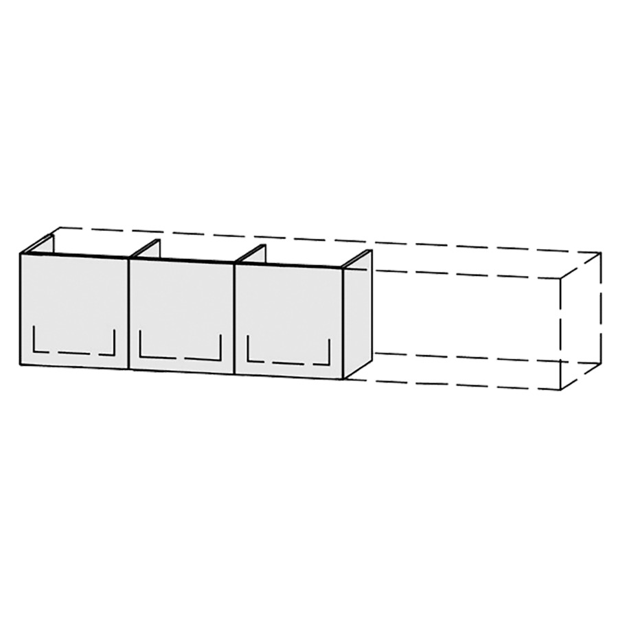 Élément inférieur  Vanity Bocco Pasofino
120-200 x 40 x 40-55 cm
3&nbsp;éléments de tiroir, 1&nbsp;tiroir chacune
avec Blumotion, Legrabox noir
sans cache-siphon
