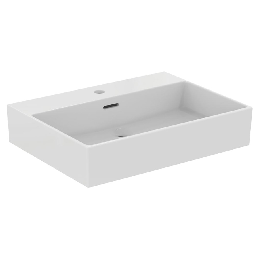 Lavabo à poser Extra
61.5 x 12.5 x 45 cm
Céramique, partie inférieure polie
avec tablette de robinetterie, avec trop-plein