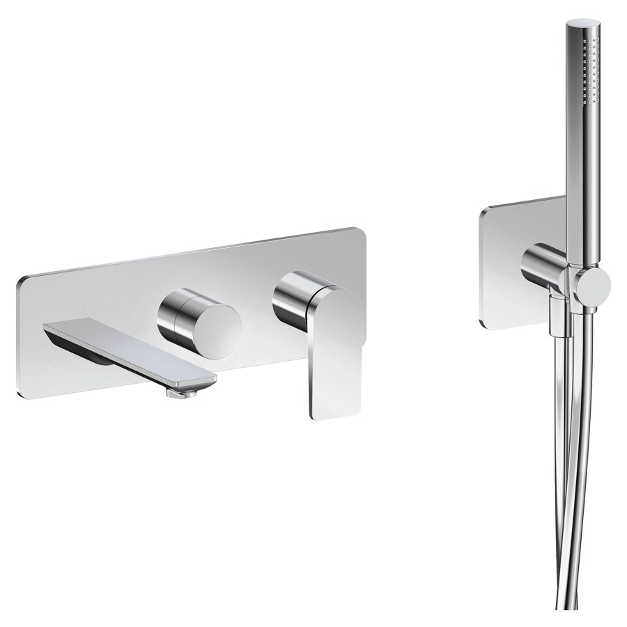 Mélangeur de bain Blade UP
set de montage final, saillie 180 mm
plaque de recouvrement, tuyau de douche
douche à main, support de douche
avec coude de raccordement
sans corps à encastrer 791228/229