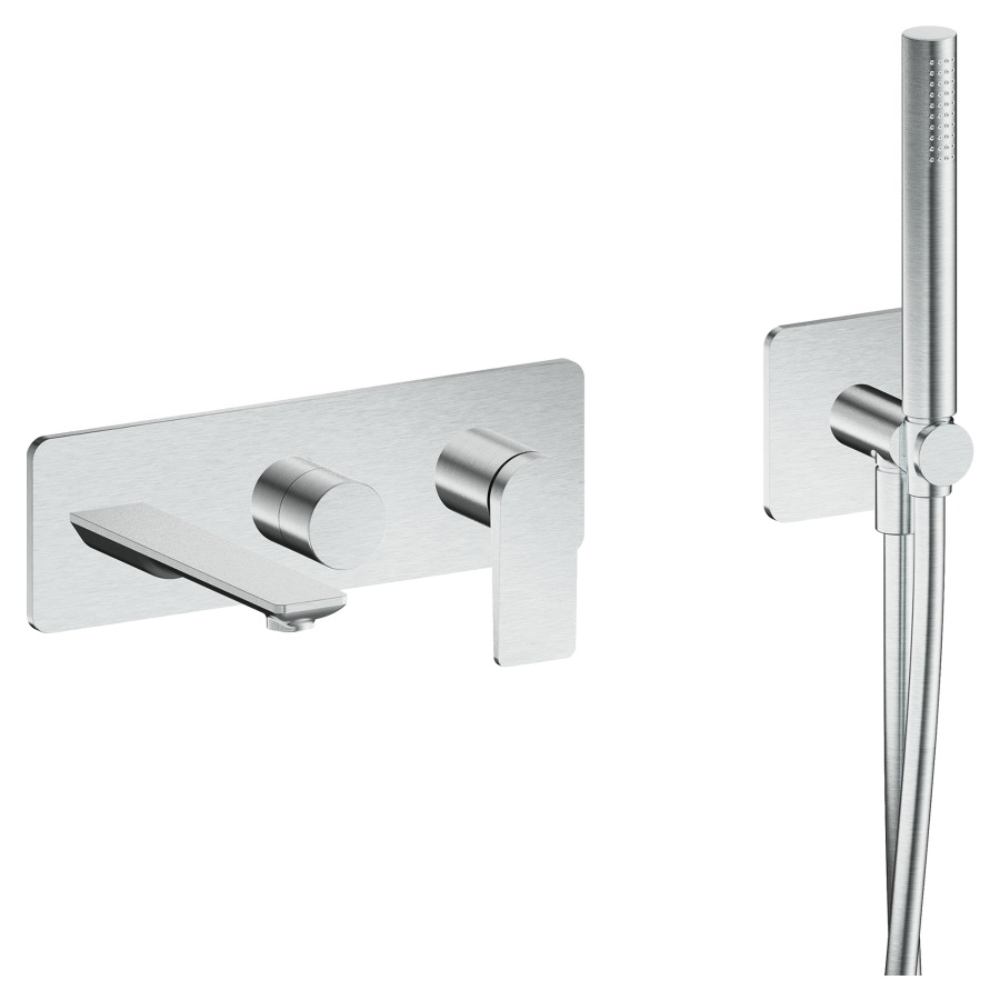 Mélangeur de bain Blade UP
set de montage final, saillie 180 mm
plaque de recouvrement, tuyau de douche
douche à main, support de douche
avec coude de raccordement
sans corps à encastrer 791228/229