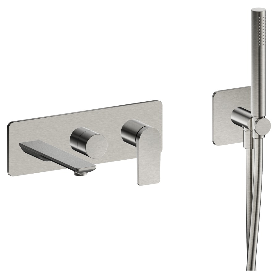 Mélangeur de bain Blade UP
set de montage final, saillie 180 mm
plaque de recouvrement, tuyau de douche
douche à main, support de douche
avec coude de raccordement
sans corps à encastrer 791228/229