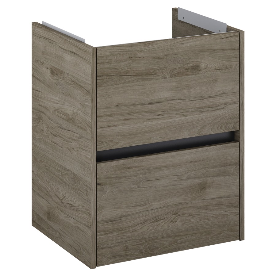 Élément inférieur  Procasa Uno E
52 x 63.5 x 41.8 cm
élément de tiroir, 2&nbsp;tiroirs
avec découpe pour siphon
parois latérales métalliques
pour lavabo 291187