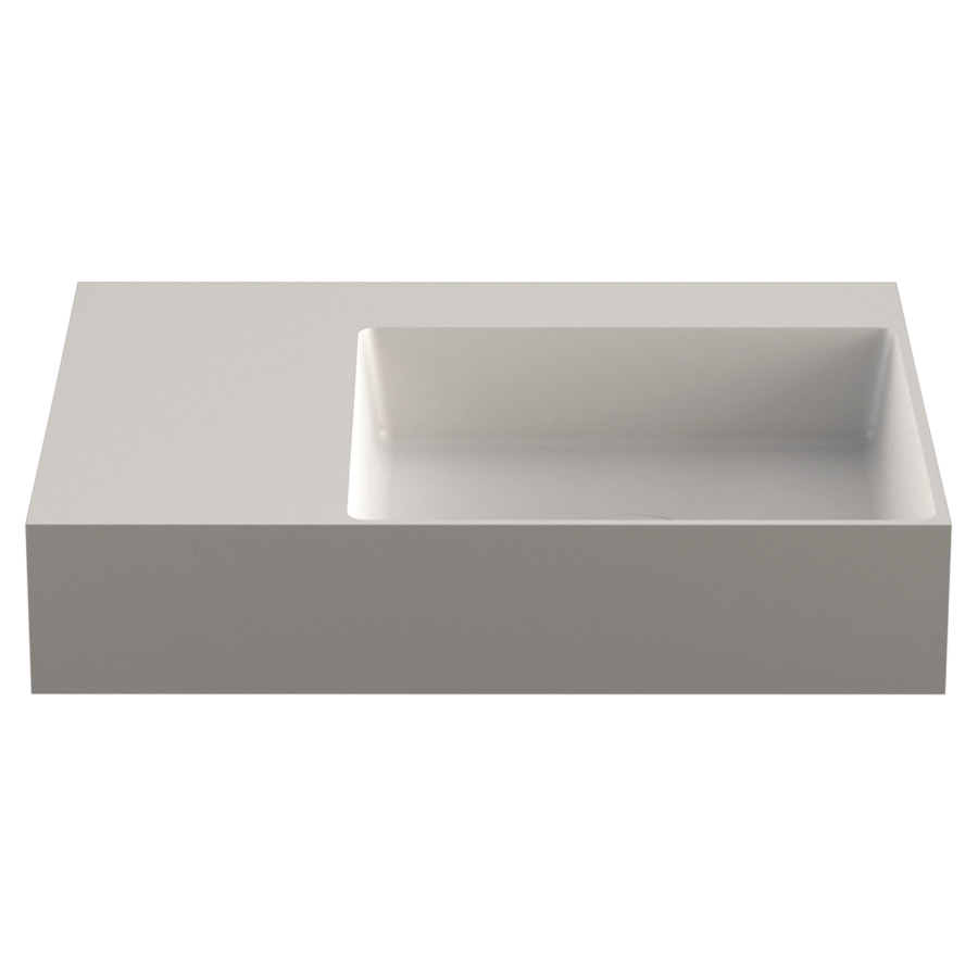 Lavabo Smart 2.0
60 x 47 cm
Coulée minérale K I Stone
sans trop-plein
avec tablette à gauche
avec garniture d’écoulement non verrouillable